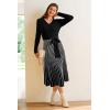 image:imageArachampCloz Womens Wool Blend Tie Waist Pleated Fall Sweater Dress 2025Blackwhite Stripe