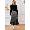 image:imageArachampCloz Womens Wool Blend Tie Waist Pleated Fall Sweater Dress 2025Blackwhite Stripe