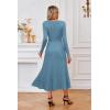 image:imageArachampCloz Womens Wool Blend Tie Waist Pleated Fall Sweater Dress 2025Blue