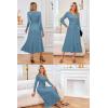 image:imageArachampCloz Womens Wool Blend Tie Waist Pleated Fall Sweater Dress 2025Blue