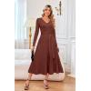 image:imageArachampCloz Womens Wool Blend Tie Waist Pleated Fall Sweater Dress 2025Brown Red