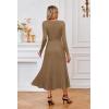 image:imageArachampCloz Womens Wool Blend Tie Waist Pleated Fall Sweater Dress 2025Camel