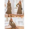 image:imageArachampCloz Womens Wool Blend Tie Waist Pleated Fall Sweater Dress 2025Camel
