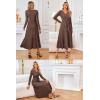 image:imageArachampCloz Womens Wool Blend Tie Waist Pleated Fall Sweater Dress 2025Coffee