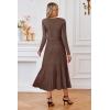 image:imageArachampCloz Womens Wool Blend Tie Waist Pleated Fall Sweater Dress 2025Coffee