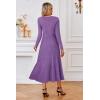 image:imageArachampCloz Womens Wool Blend Tie Waist Pleated Fall Sweater Dress 2025Coral Purple