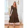 image:imageArachampCloz Womens Wool Blend Tie Waist Pleated Fall Sweater Dress 2025Dark Camel