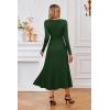 image:imageArachampCloz Womens Wool Blend Tie Waist Pleated Fall Sweater Dress 2025Dark Green