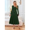 image:imageArachampCloz Womens Wool Blend Tie Waist Pleated Fall Sweater Dress 2025Dark Green
