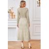 image:imageArachampCloz Womens Wool Blend Tie Waist Pleated Fall Sweater Dress 2025Khakiwhite Stripe