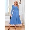 image:imageArachampCloz Womens Wool Blend Tie Waist Pleated Fall Sweater Dress 2025Lake Blue