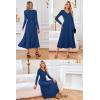 image:imageArachampCloz Womens Wool Blend Tie Waist Pleated Fall Sweater Dress 2025Navy