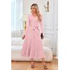 image:imageArachampCloz Womens Wool Blend Tie Waist Pleated Fall Sweater Dress 2025Pink