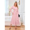 image:imageArachampCloz Womens Wool Blend Tie Waist Pleated Fall Sweater Dress 2025Pink