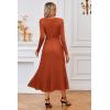 image:imageArachampCloz Womens Wool Blend Tie Waist Pleated Fall Sweater Dress 2025Rust