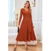 image:imageArachampCloz Womens Wool Blend Tie Waist Pleated Fall Sweater Dress 2025Rust