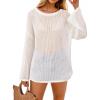 image:imageArachampCloz Womens Linen Summer Fall Lightweight Crochet Tops Beach Cover Up 2025Offwhite