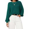 image:imageArachampCloz Womens Wool Blend Crewneck Fall Trendy Oversized Waffle Sweaters 2025Dark Green