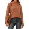 image:imageArachampCloz Womens Wool Blend Soft Mock Neck Casual Oversized Fall SweaterBrown