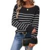 image:imageArachampCloz Womens Wool Blend Striped Boat Neck Fall Dressy Casual Sweater Tops 2025Black and White