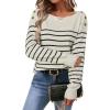 image:imageArachampCloz Womens Wool Blend Striped Boat Neck Fall Dressy Casual Sweater Tops 2025Off White and Black
