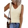 image:imageArachampCloz Womens Wool Blend Sweaters Non See Through Double VNeck AllSeason Tank 2026Offwhite Cream