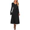 image:imageArachampCloz Womens Wool Blend Tie Waist Pleated Fall Sweater Dress 2025Black