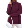 image:imageArachampCloz Womens Wool Blend Turtleneck Fall Winter Casual Ribbed Oversized Sweater Tops 2026Dark Red