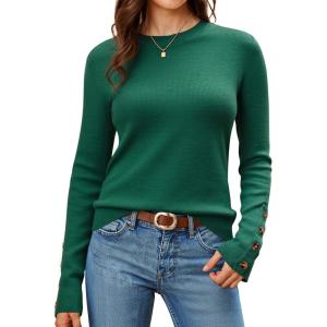 image:imageArachampCloz Womens Wool Blend ButtonCuff Fall Fashion Casual SweatersDark Green