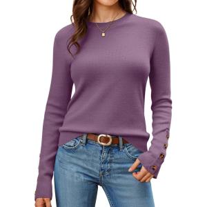 image:imageArachampCloz Womens Wool Blend ButtonCuff Fall Fashion Casual SweatersPurple