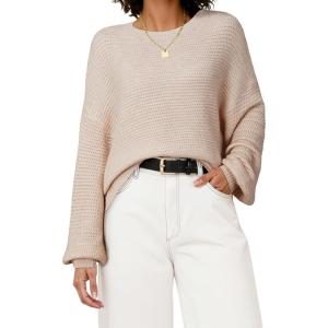 image:imageArachampCloz Womens Wool Blend Crewneck Fall Trendy Oversized Waffle Sweaters 2025Apricot