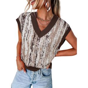 image:imageArachampCloz Womens Wool Blend Fall Printed Cute Trendy Sweater Vests 2025Brown