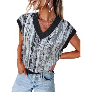 image:imageArachampCloz Womens Wool Blend Fall Printed Cute Trendy Sweater Vests 2025Grey