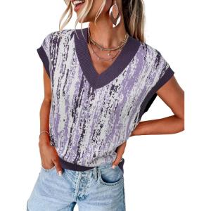 image:imageArachampCloz Womens Wool Blend Fall Printed Cute Trendy Sweater Vests 2025Purple