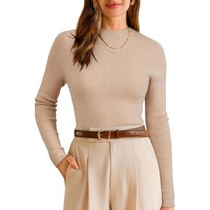 image:imageArachampCloz Womens Wool Blend Fall Seamless Rip Resistant Warm Layered Tops Business Casual SweatersAapricot