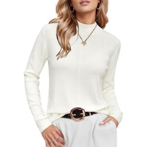image:imageArachampCloz Womens Wool Blend Fall Sweaters Mock Neck Business Casual OutfitsAoffwhite