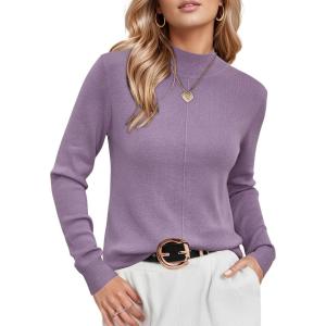 image:imageArachampCloz Womens Wool Blend Fall Sweaters Mock Neck Business Casual OutfitsApurple