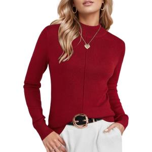 image:imageArachampCloz Womens Wool Blend Fall Sweaters Mock Neck Business Casual OutfitsBurgundy Red