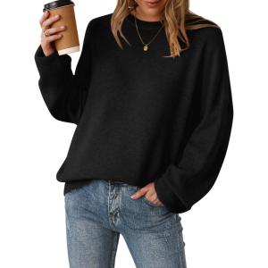 image:imageArachampCloz Womens Wool Blend Oversized Sweaters Crewneck Casual Outfits Fashion Spring TopsBlack