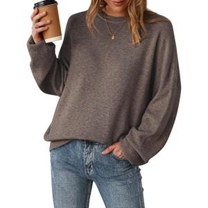 image:imageArachampCloz Womens Wool Blend Oversized Sweaters Crewneck Casual Outfits Fashion Spring TopsCoffee