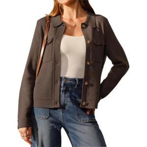 image:imageArachampCloz Womens Wool Blend Spring Fashion Button Down Cropped Cardigan Sweaters 2026Coffee