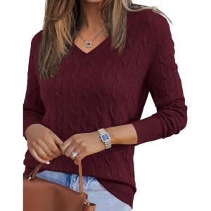 image:imageArachampCloz Womens Wool Blend Spring Sweaters Business Casual OutfitsCablewine Red