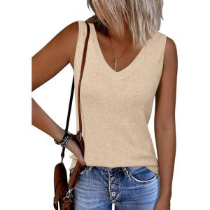 image:imageArachampCloz Womens Wool Blend Sweaters Non See Through Double VNeck AllSeason Tank 2026Khaki