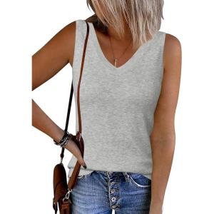 image:imageArachampCloz Womens Wool Blend Sweaters Non See Through Double VNeck AllSeason Tank 2026Light Gray