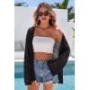image:imageArachampCloz Womens Linen Blend Crochet Cardigans Summer Lightweight Hollow Out Beach Vacation Outfits Trendy 2026Black