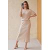 image:imageArachampCloz Womens Wool Blend Sweater 2 Piece Sets Business Casual Short Sleeve Top Midi Dress OutfitsApricot