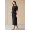 image:imageArachampCloz Womens Wool Blend Sweater 2 Piece Sets Business Casual Short Sleeve Top Midi Dress OutfitsBlack