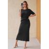image:imageArachampCloz Womens Wool Blend Sweater 2 Piece Sets Business Casual Short Sleeve Top Midi Dress OutfitsBlack