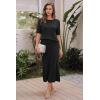 image:imageArachampCloz Womens Wool Blend Sweater 2 Piece Sets Business Casual Short Sleeve Top Midi Dress OutfitsBlack