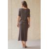 image:imageArachampCloz Womens Wool Blend Sweater 2 Piece Sets Business Casual Short Sleeve Top Midi Dress OutfitsCoffee